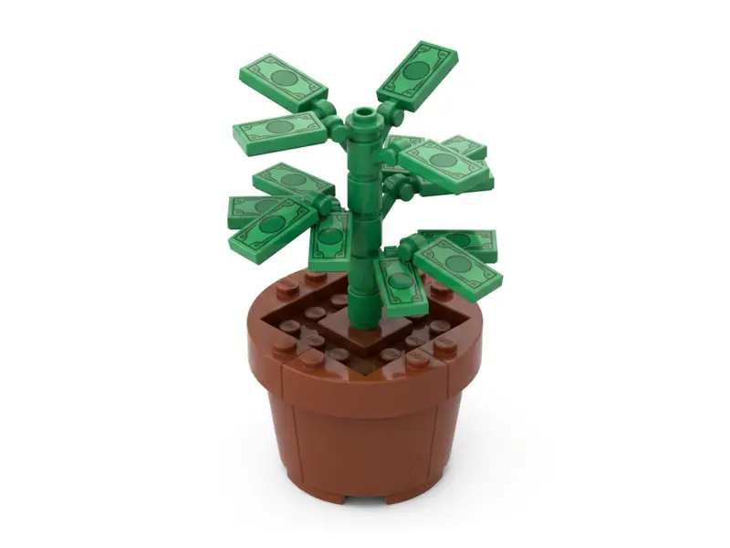 تصویر جلد دوره مبانی بازار سرمایه، ساخته‌شده با آجرهای اسباب‌بازی.